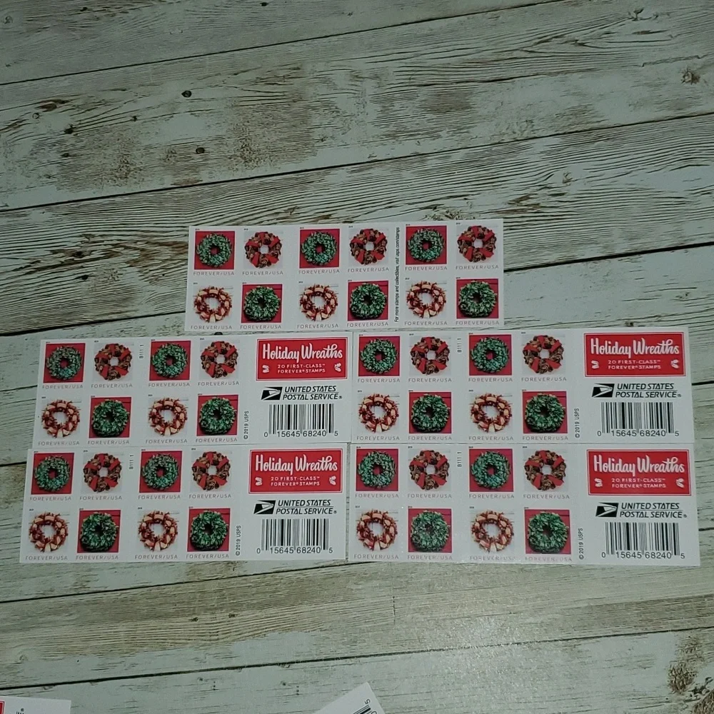100 USPS Christmas Holiday Wreaths 2019  Forever Stamps Cards Winter‎ Wedding